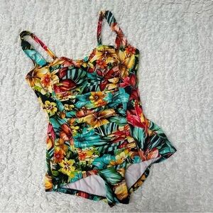 Penbrooke Shape Solver Shirred Bodice Mio Soft Cup One Piece Swimsuit Size 14